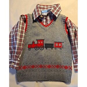 Toddler~2T~ Kids Baby Boys~2pc Set~‎ Good Lad ~Train Sweater Vest & Shirt